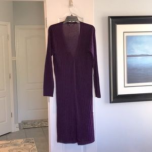 Long purple cardigan sweater